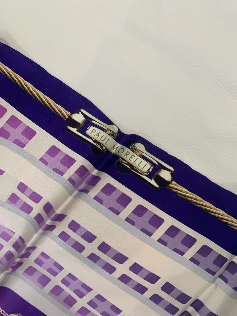 Paul Morelli Purple and Cream Graphic Silk-Feel Scarf new in box